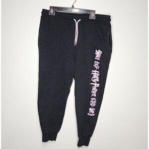 Wizarding World Harry Potter Black Joggers Pink Speck Logo Size XL Womens